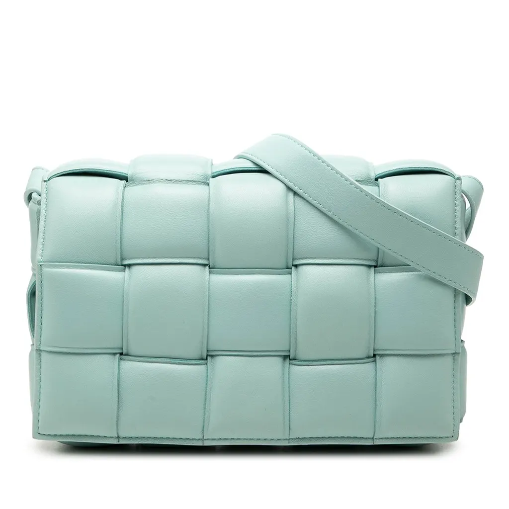Bottega Veneta Nappa Intrecciato Padded Cassette Crossbody Blue Leather Very good - Front View