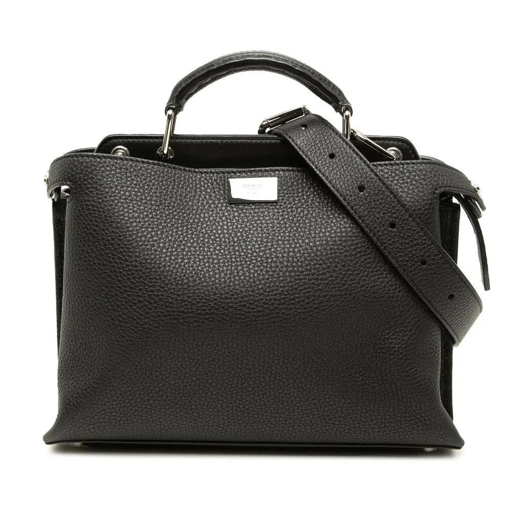 Fendi Mini Leather Peekaboo Iconic Essential Satchel Black Leather Very good - Front View