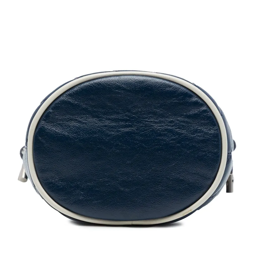 Gucci Mini GG Marmont Matelasse Diagonal Leather Torchon Bucket Bag Blue Leather Very good - Inside View