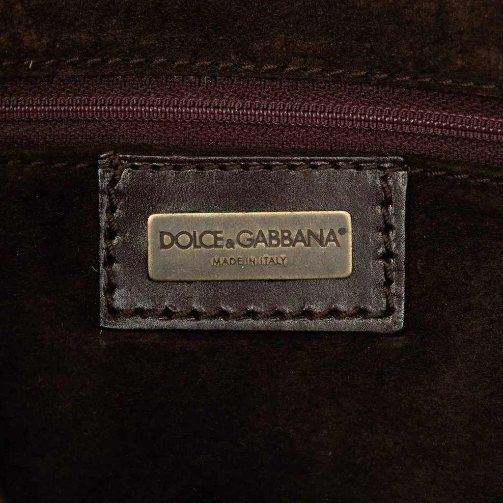 Dolce & Gabbana Pony Hair Cow Print Shoulder Bag White Leather Very good - Box View