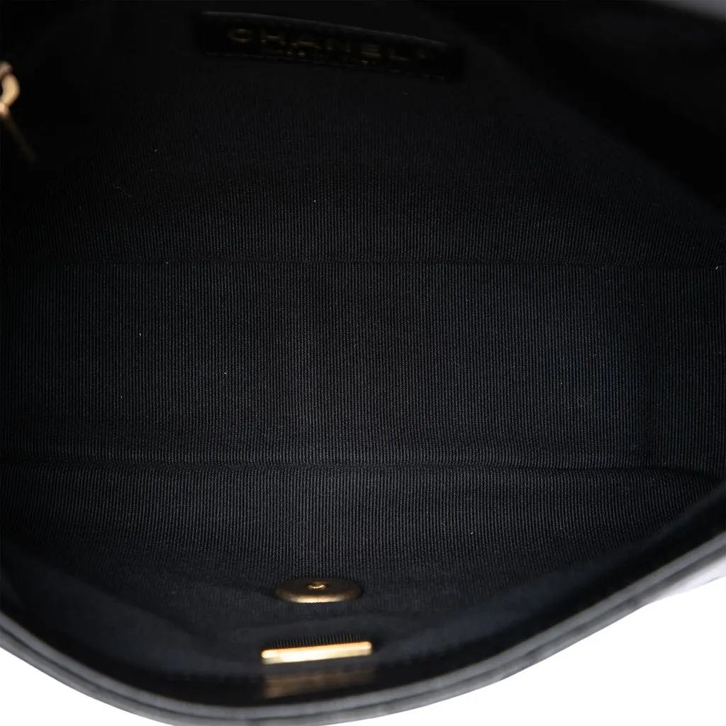 Chanel Small Quilted Lambskin Lacquered Chain Flap Black Leather Very good - Model View