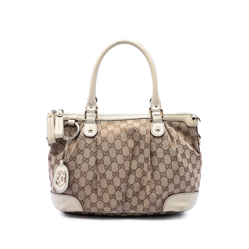 Gucci GG Canvas Sukey Satchel Beige Very good - Front View