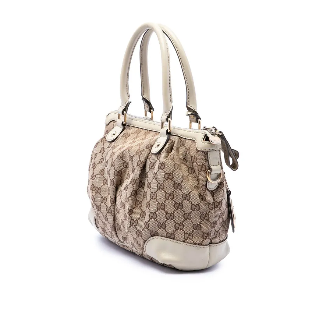 Gucci GG Canvas Sukey Satchel Beige Very good - Back View