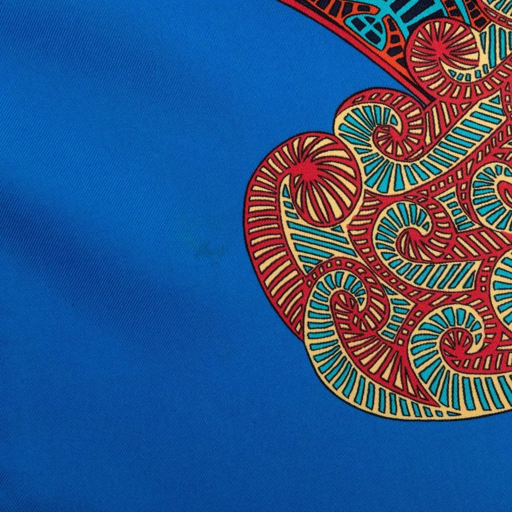Hermès Art des Steppes Silk Scarf 90 Blue Silk Very good - Box View