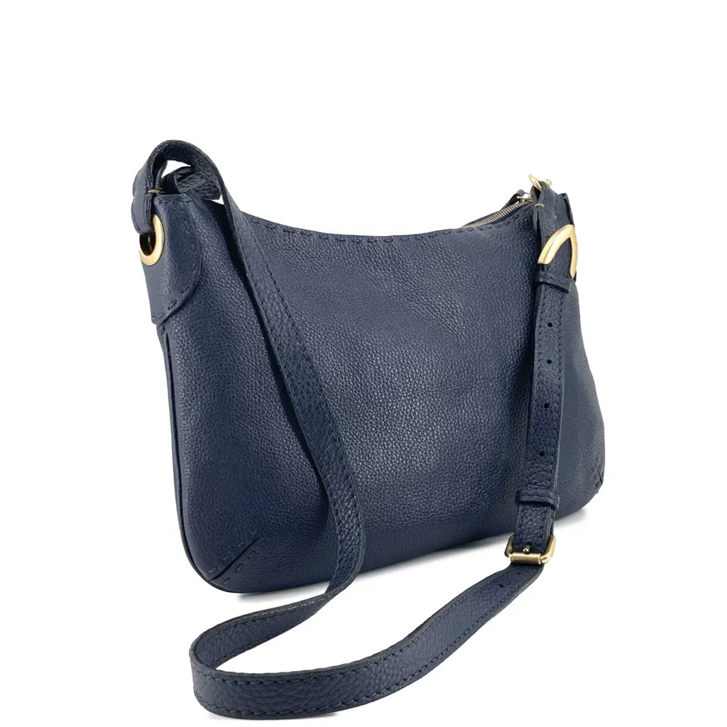 Fendi Medium Leather Selleria Crossbody Blue Leather Good - Back View