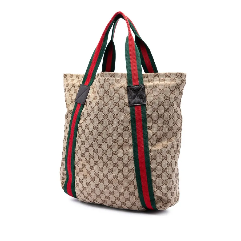 Gucci GG Canvas Web Tote Beige Very good - Back View