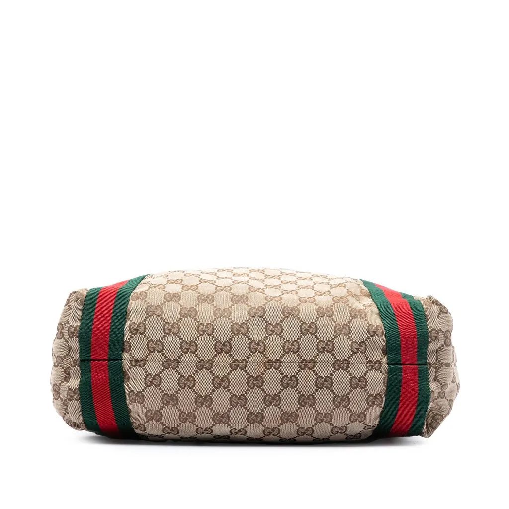 Gucci GG Canvas Web Tote Beige Very good - Inside View