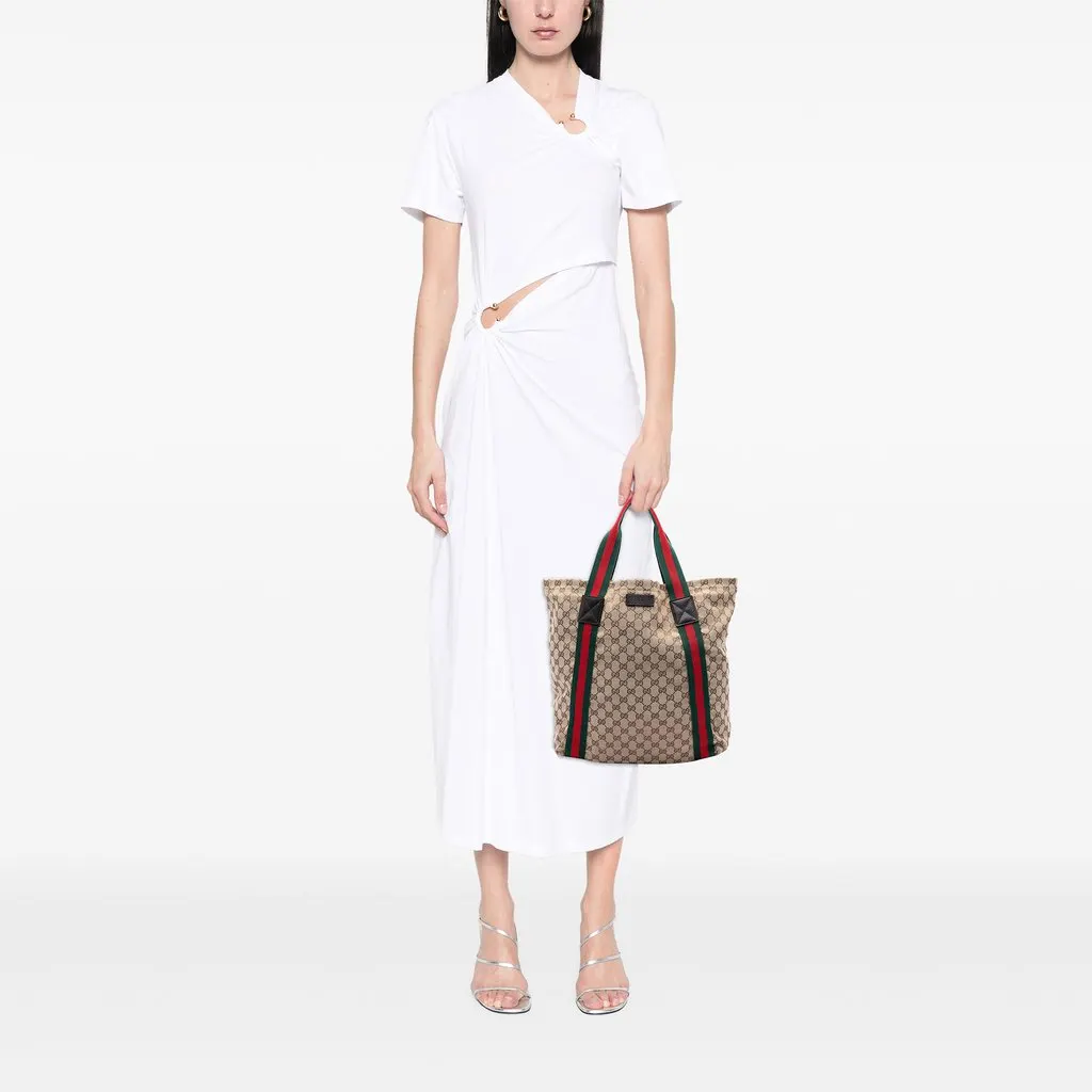 Gucci GG Canvas Web Tote Beige Very good - Box View