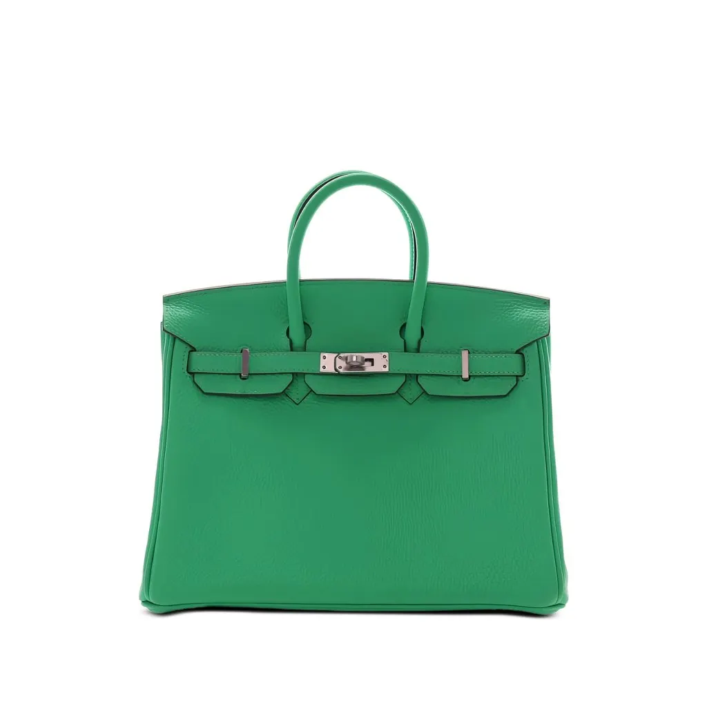 Hermès Togo Birkin Retourne 25 Green Leather Never worn - Front View