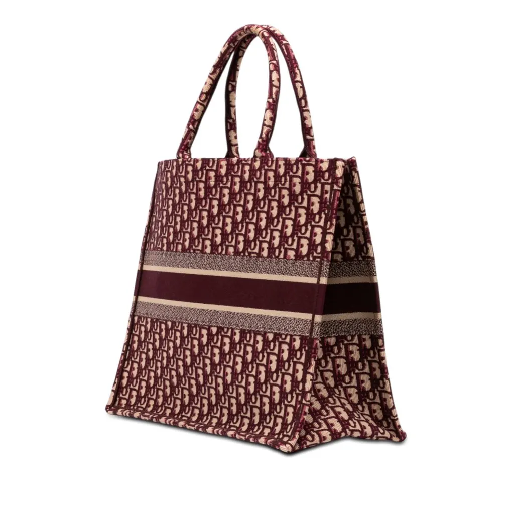 Dior Large Oblique Embroidered Canvas Book Tote Red Very good - Back View