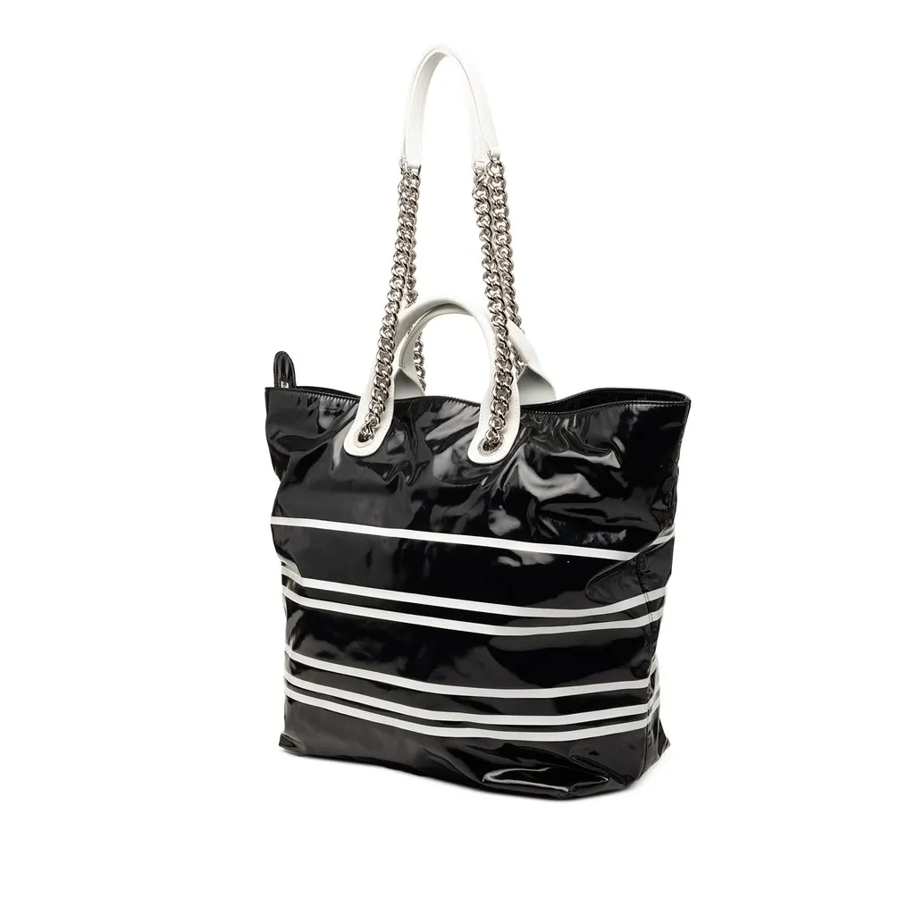 Chanel Coated Canvas La Pausa Bay Shopping Satchel Black Very good - Back View