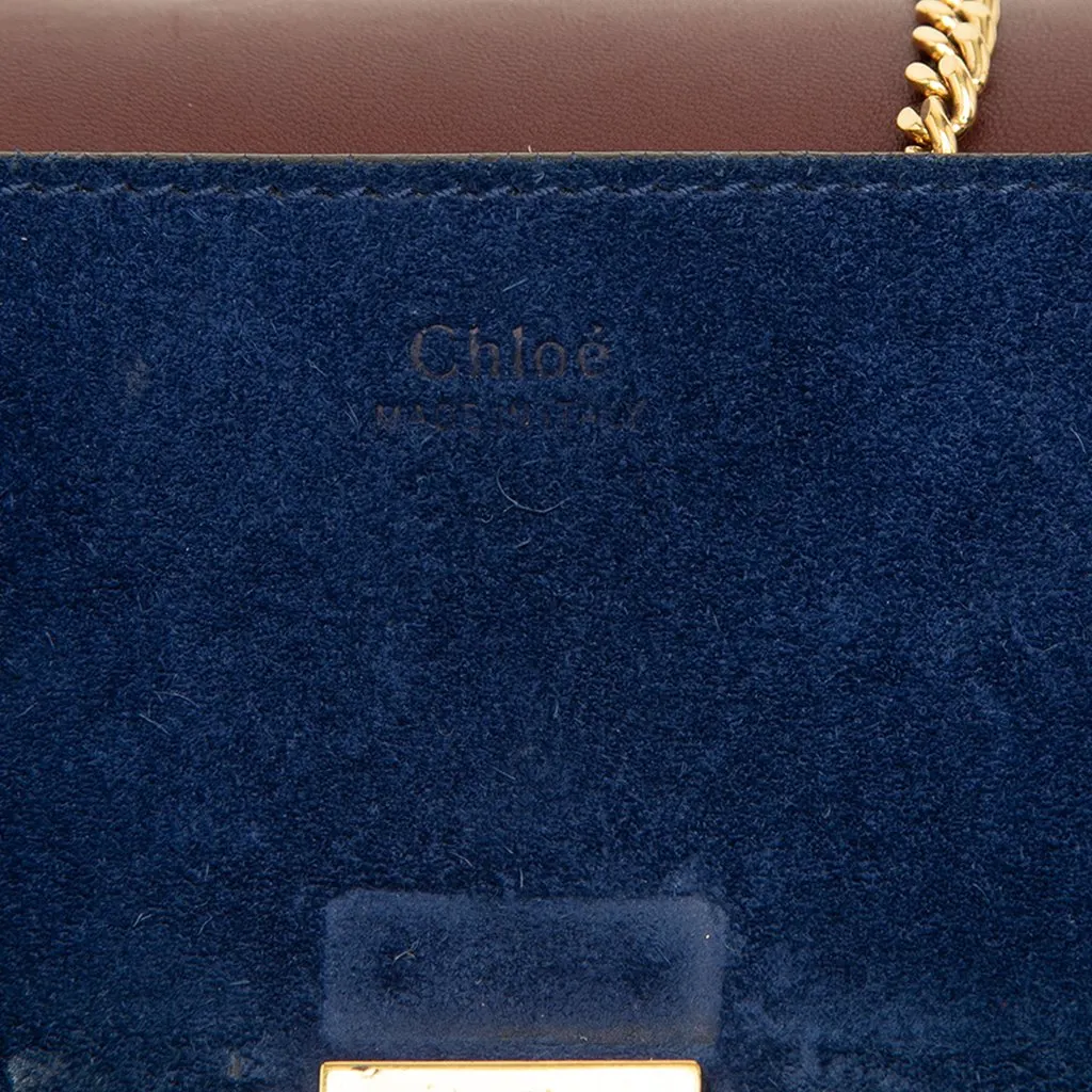 Chloé Small Bicolor Suede and Calfskin Drew Crossbody Red Leather Very good - Box View