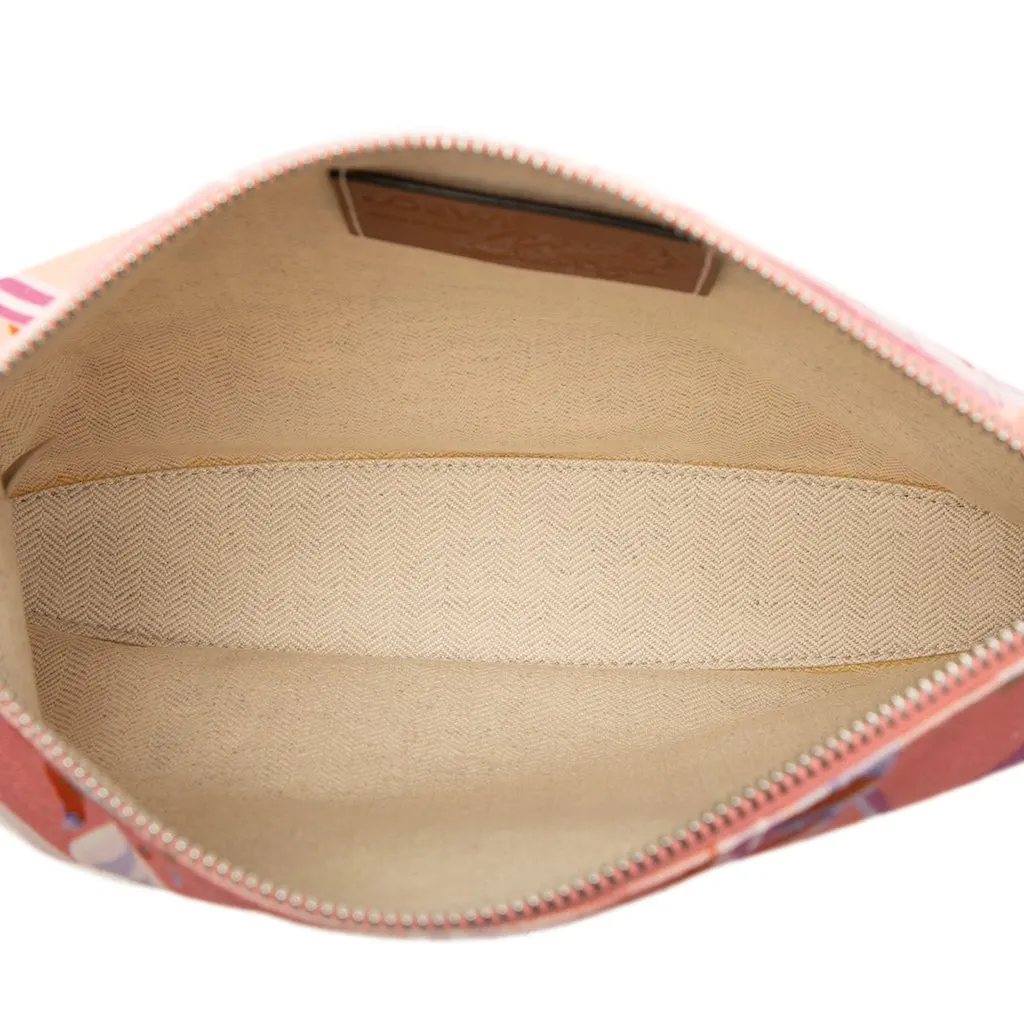 Loewe Paulas Ibiza Canvas Waterlily Print Clutch Pink Canvas Very good - Model View