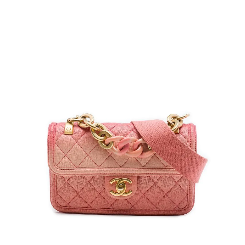 Chanel Small Quilted Caviar Sunset On The Sea Flap Pink Leather Very good - Front View