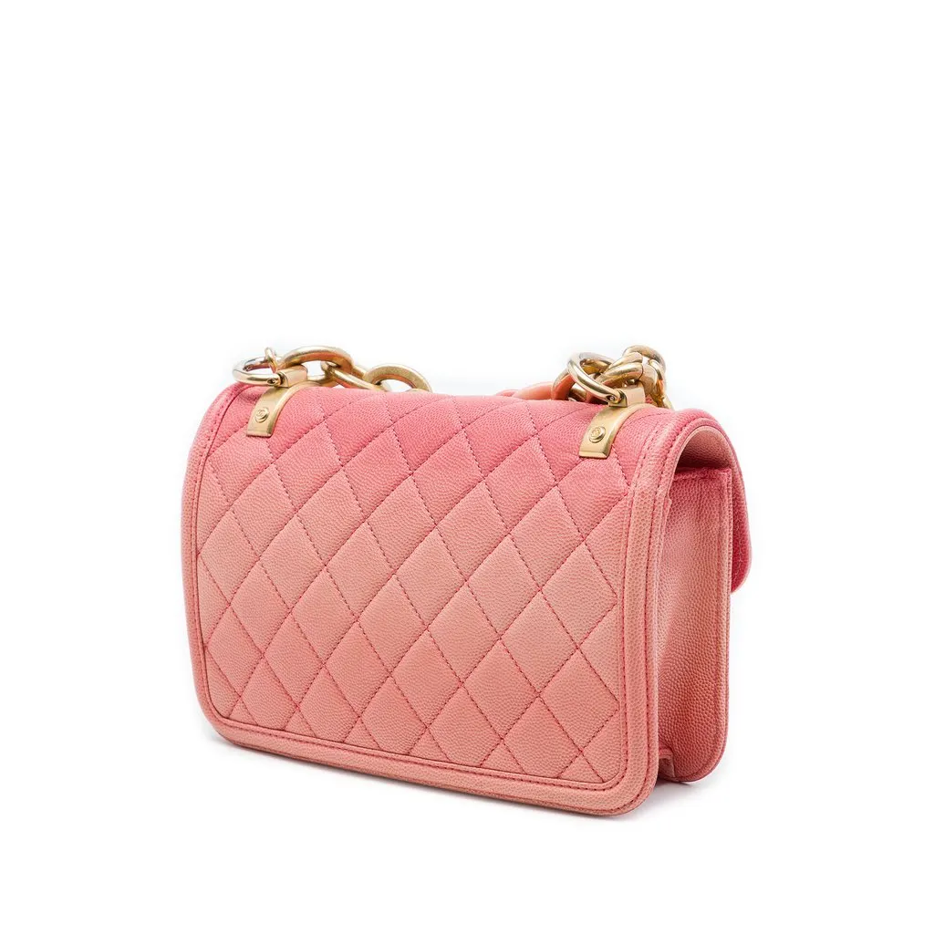 Chanel Small Quilted Caviar Sunset On The Sea Flap Pink Leather Very good - Back View