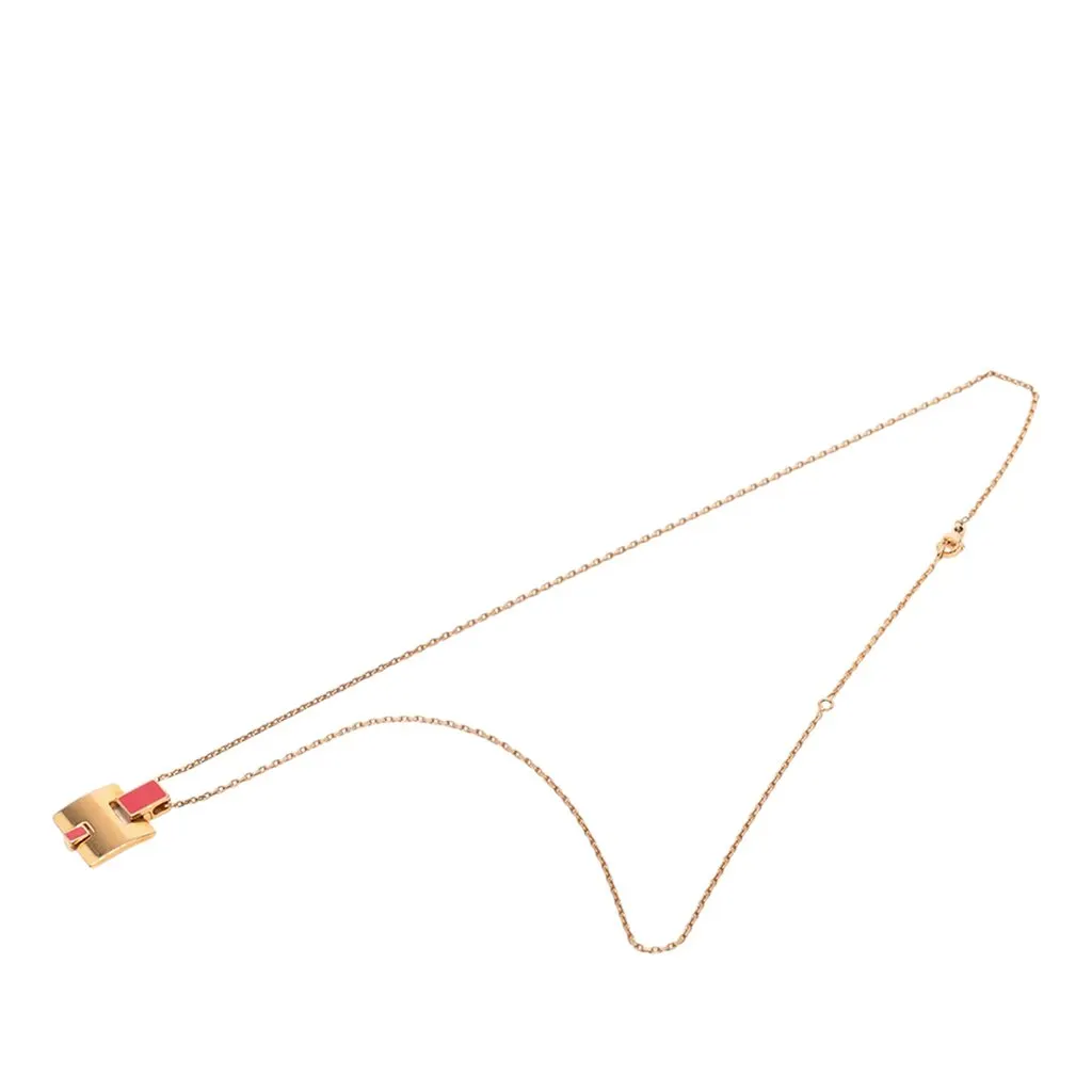 Hermès Gold Plated and Enamel Eileen Pendant Necklace Gold Metal Very good - Front View