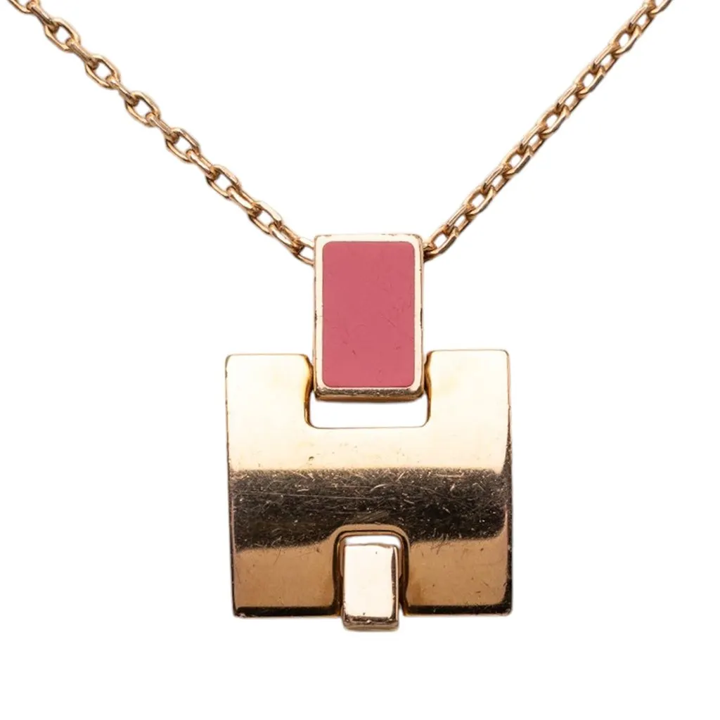 Hermès Gold Plated and Enamel Eileen Pendant Necklace Gold Metal Very good - Back View