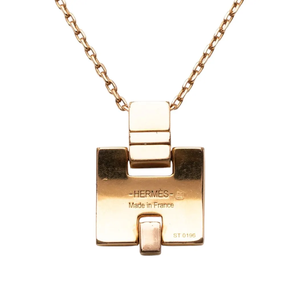 Hermès Gold Plated and Enamel Eileen Pendant Necklace Gold Metal Very good - Inside View