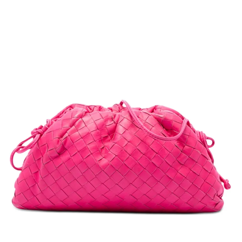 Bottega Veneta Nappa Intrecciato The Mini Pouch Crossbody Pink Leather Very good - Front View