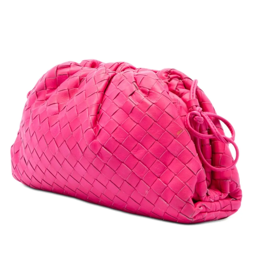 Bottega Veneta Nappa Intrecciato The Mini Pouch Crossbody Pink Leather Very good - Back View