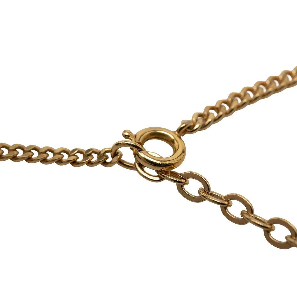 Dior Gold Plated Crystal CD Diamond Pendant Necklace Gold Metal Very good - Inside View