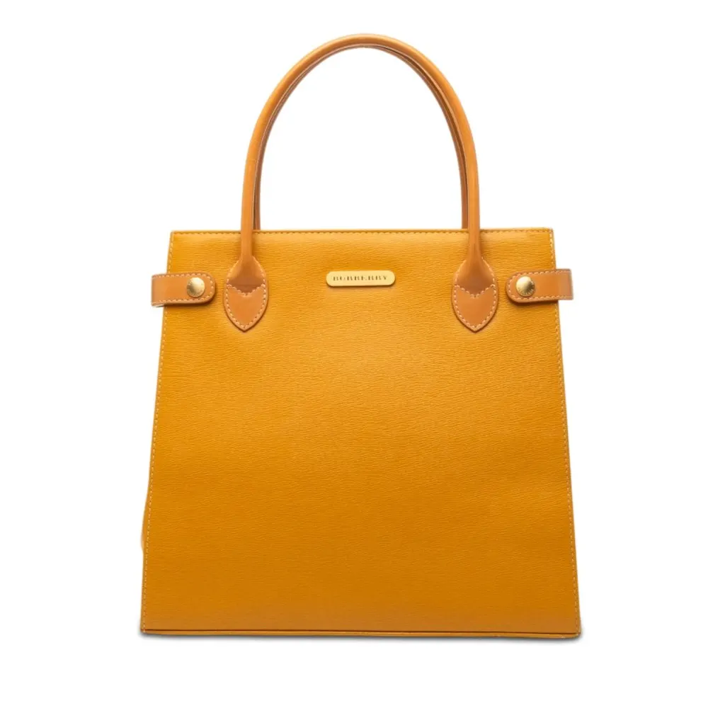 Burberry Calf Leather Handbag Yellow Leather Very good - Front View