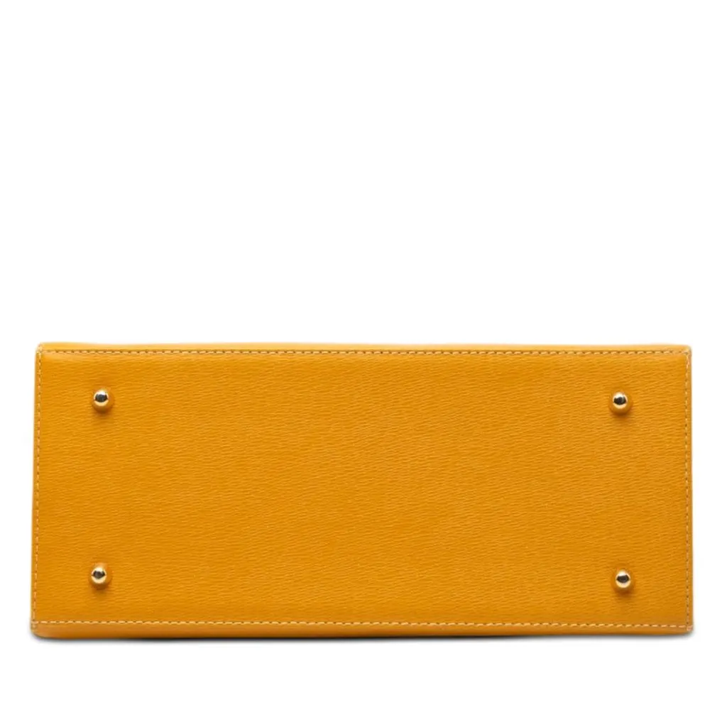Burberry Calf Leather Handbag Yellow Leather Very good - Inside View