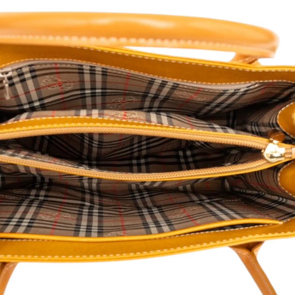 Burberry Calf Leather Handbag Yellow Leather Very good - Model View