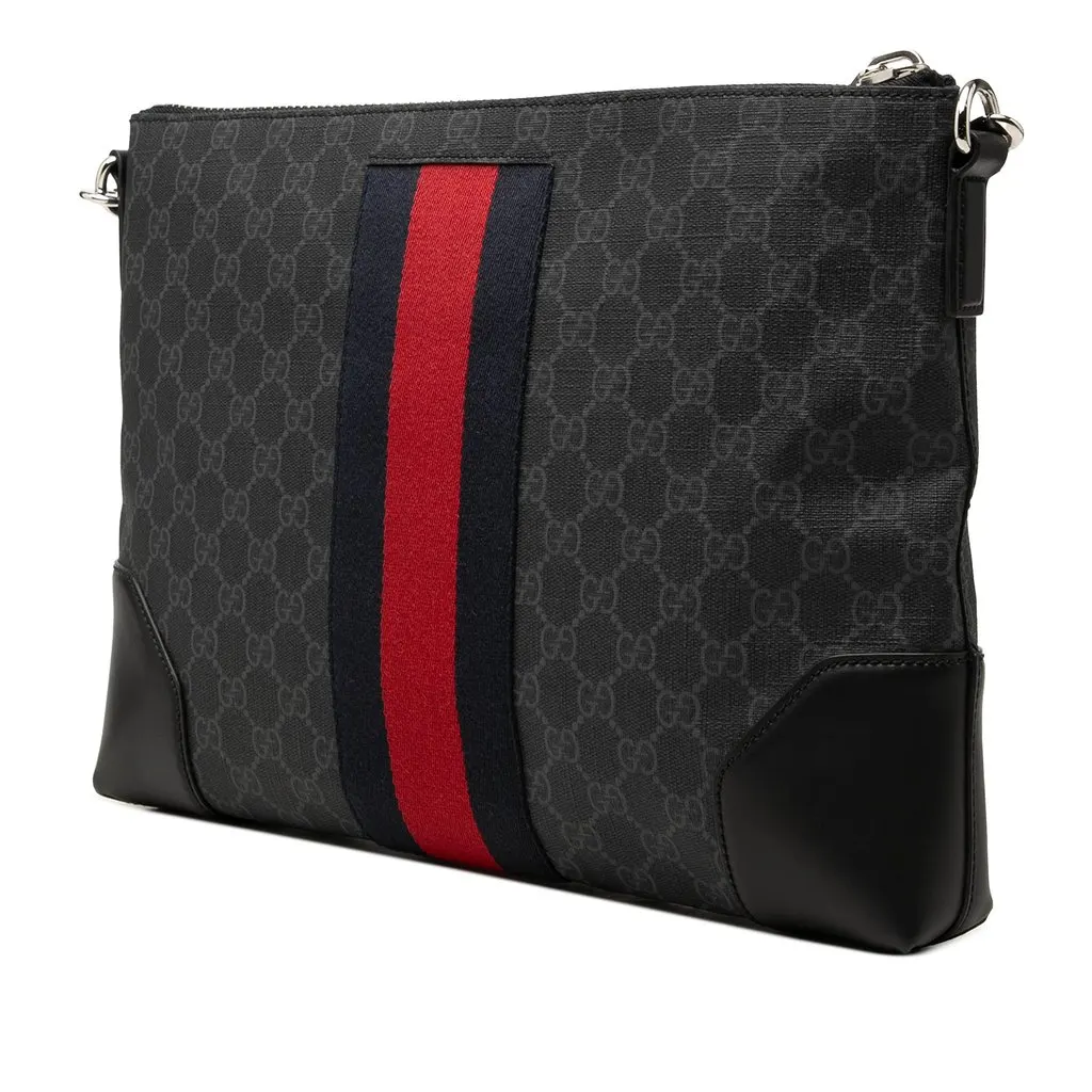 Gucci GG Supreme Web Crossbody Black Canvas Very good - Back View