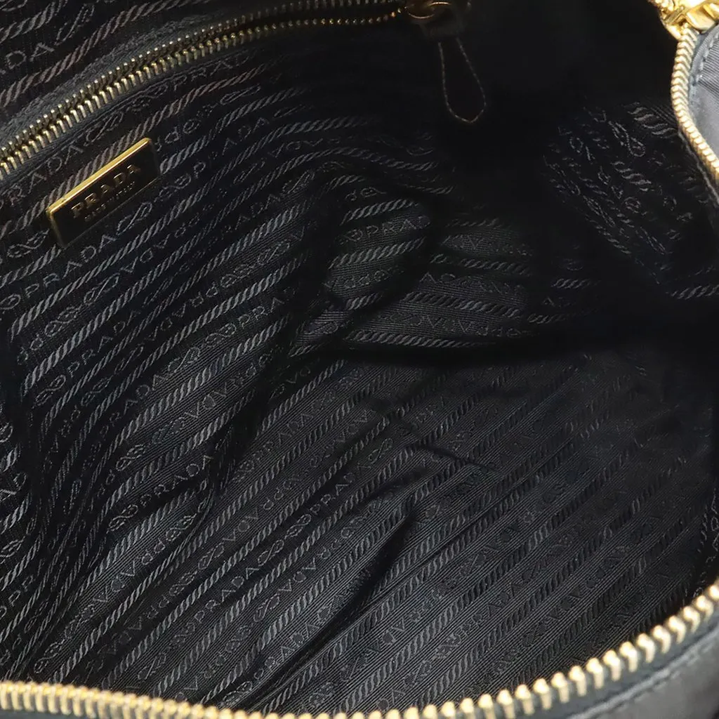 Prada Saffiano Trimmed Tessuto Satchel Black Very good - Inside View