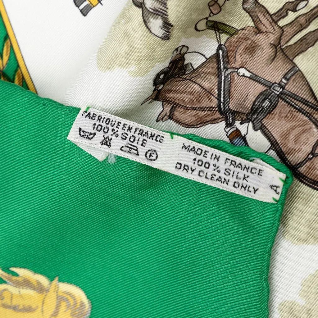 Hermès La Promenade de Longchamps Silk Scarf 90 White Silk Good - Inside View