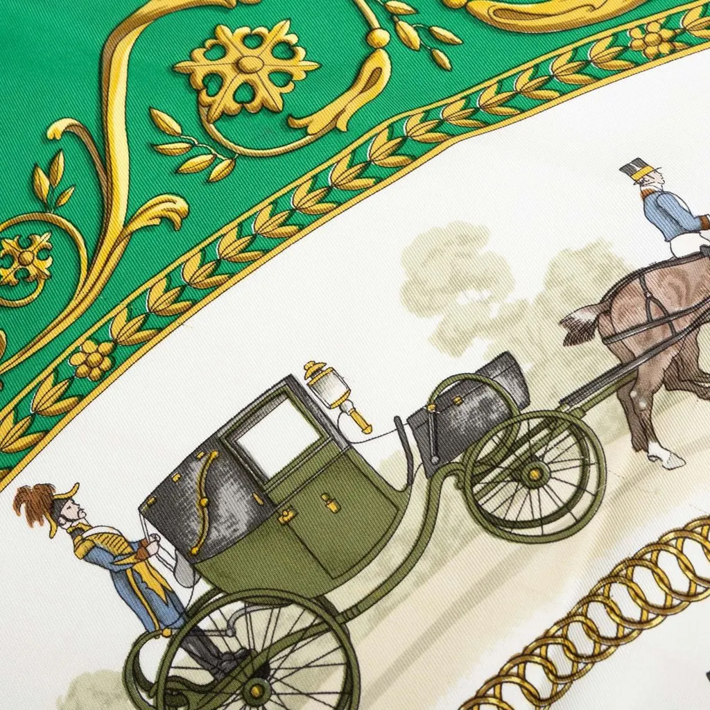 Hermès La Promenade de Longchamps Silk Scarf 90 White Silk Good - Box View