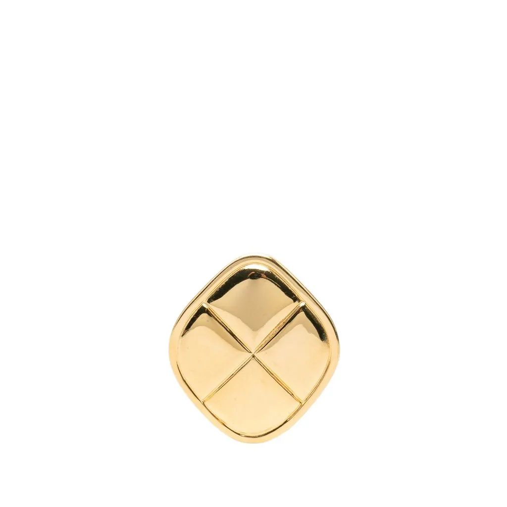 Chanel Gold Plated Quilted Rhombus Pin Brooch Gold Metal Very good - Front View