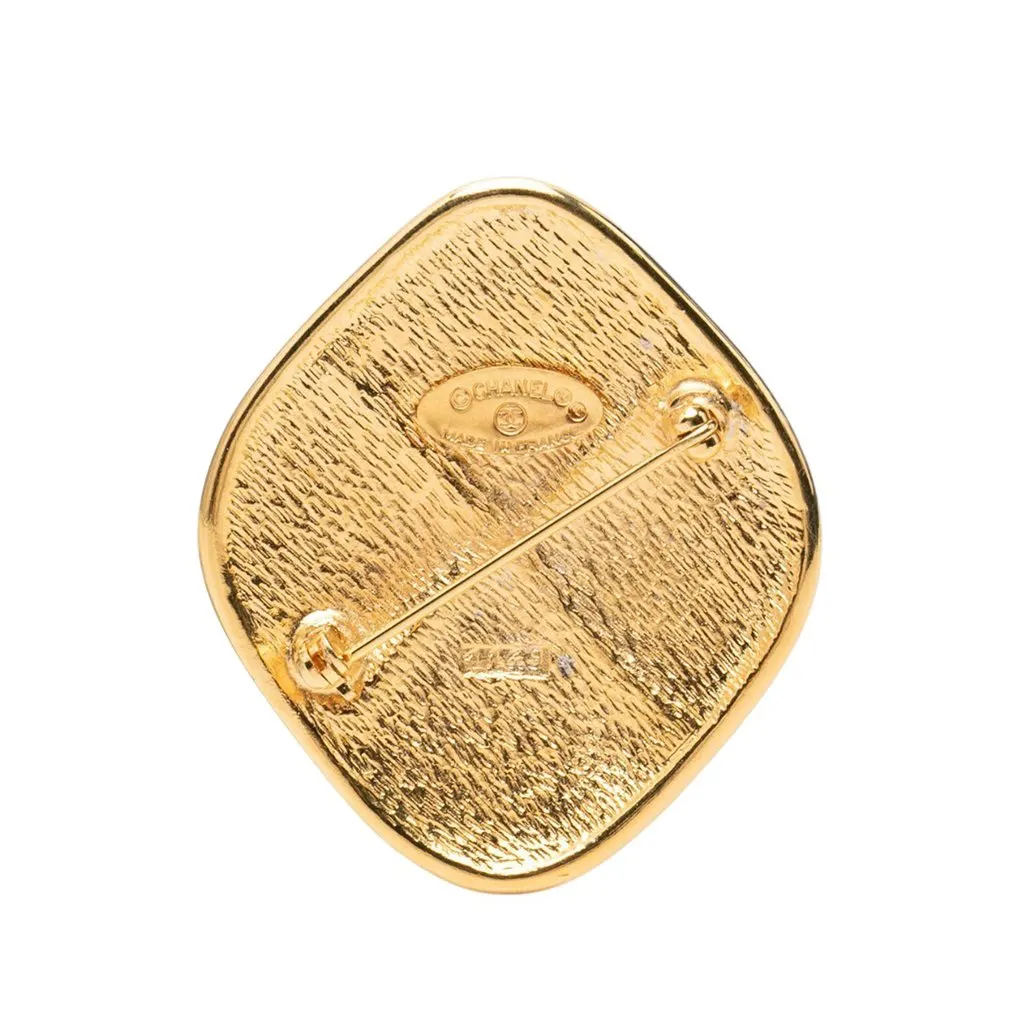 Chanel Gold Plated Quilted Rhombus Pin Brooch Gold Metal Very good - Back View