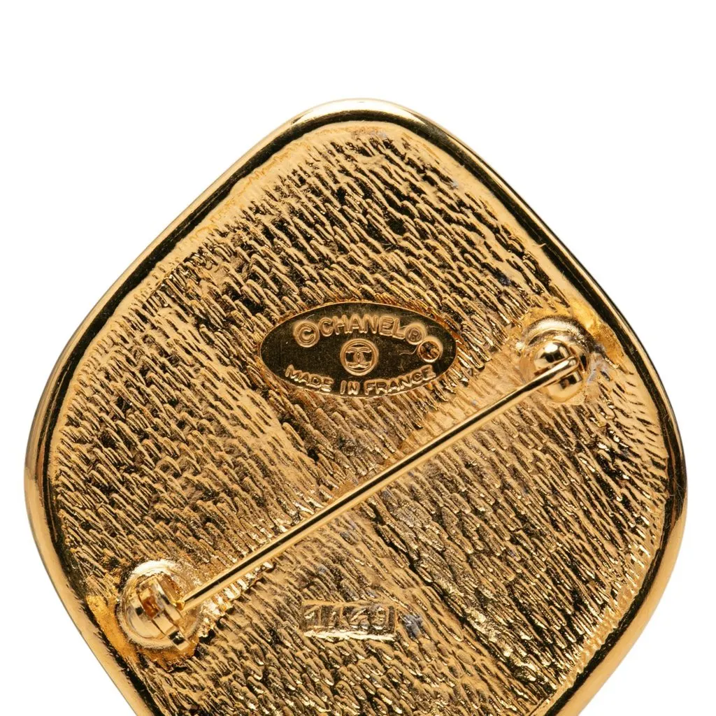 Chanel Gold Plated Quilted Rhombus Pin Brooch Gold Metal Very good - Inside View