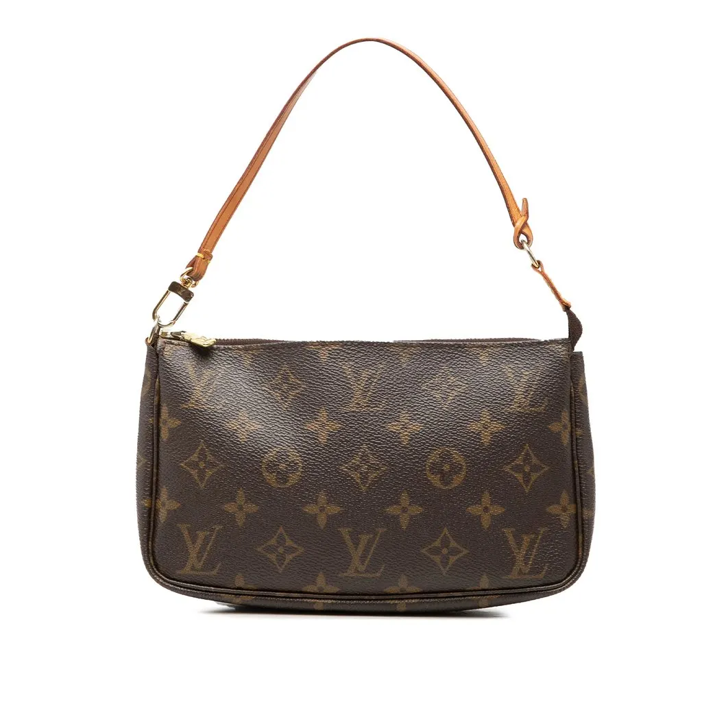 Louis Vuitton Monogram Pochette Accessoires Brown Canvas Good - Front View