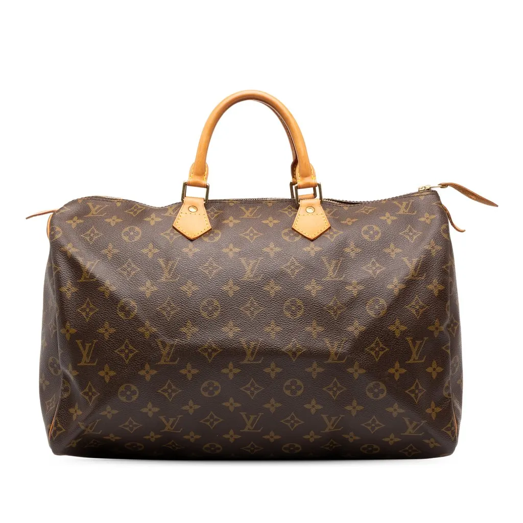 Louis Vuitton Monogram Speedy 35 Brown Canvas Good - Front View