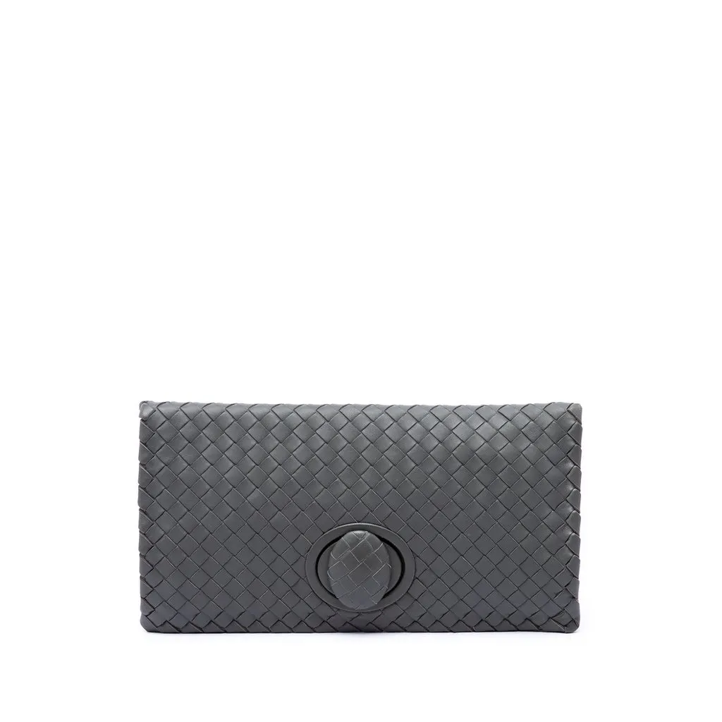 Bottega Veneta Nappa Intrecciato Turn Lock Clutch MultiColor Leather Very good - Front View