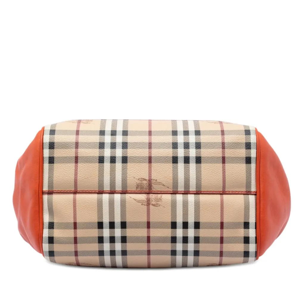 Burberry Small Haymarket Check Coated Canvas and Calfskin Canterbury Tote Beige Very good - Inside View