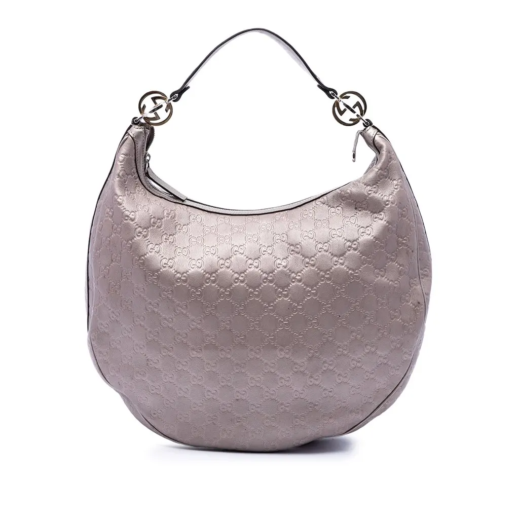 Gucci Large Metallic Guccissima Twins Hobo Purple Leather Very good - Front View