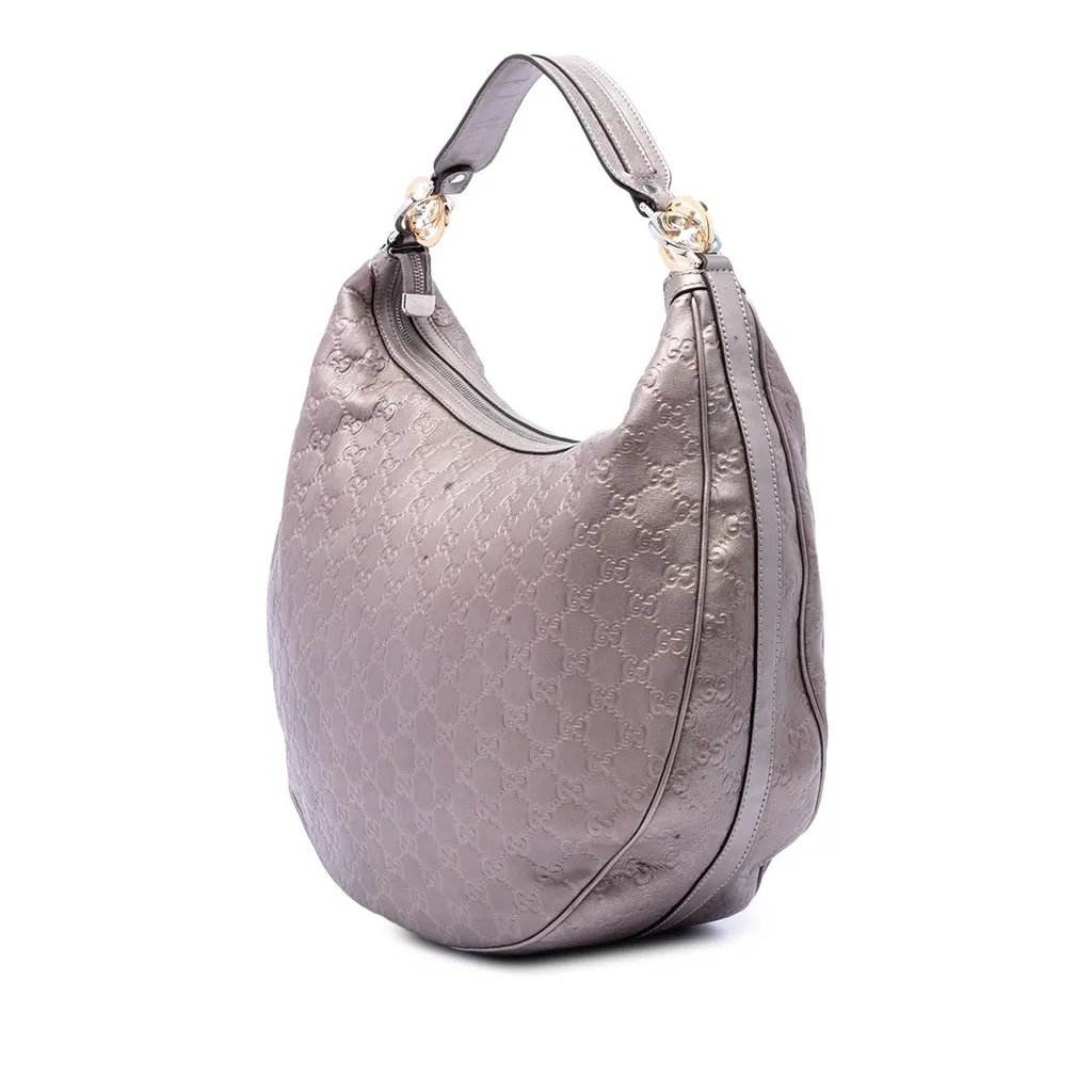 Gucci Large Metallic Guccissima Twins Hobo Purple Leather Very good - Back View