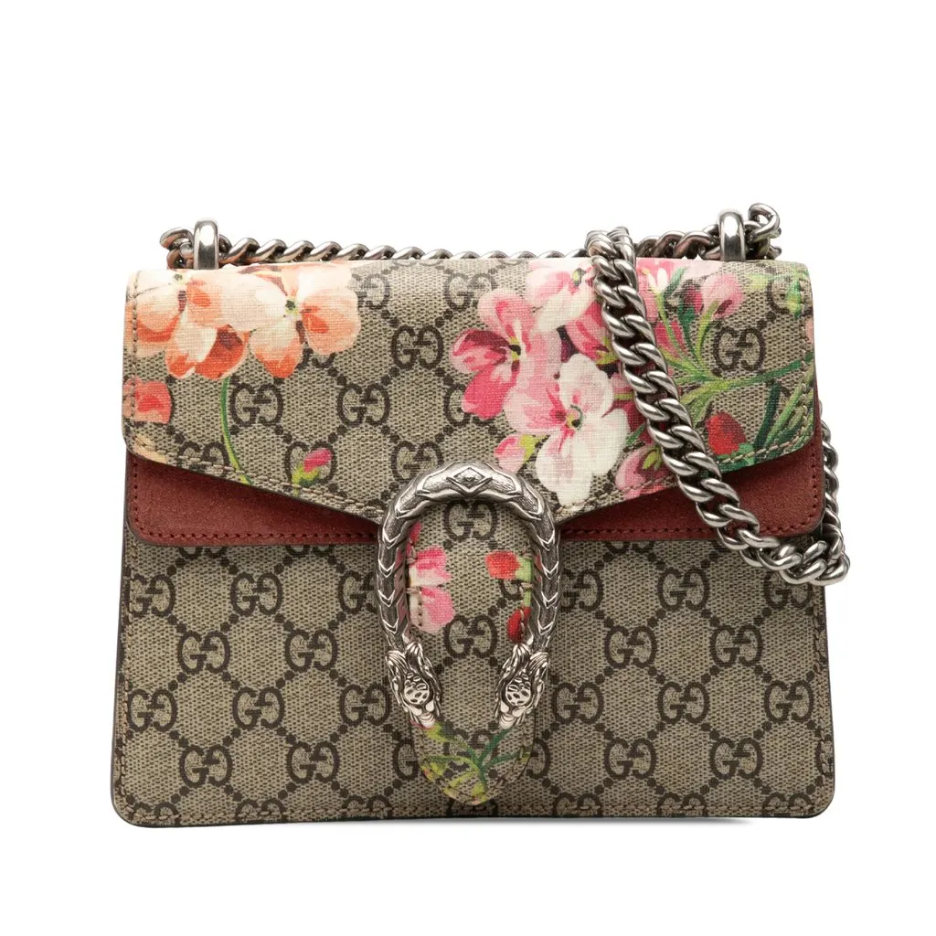 Gucci Small GG Supreme Blooms Dionysus Crossbody Beige Canvas Good - Front View