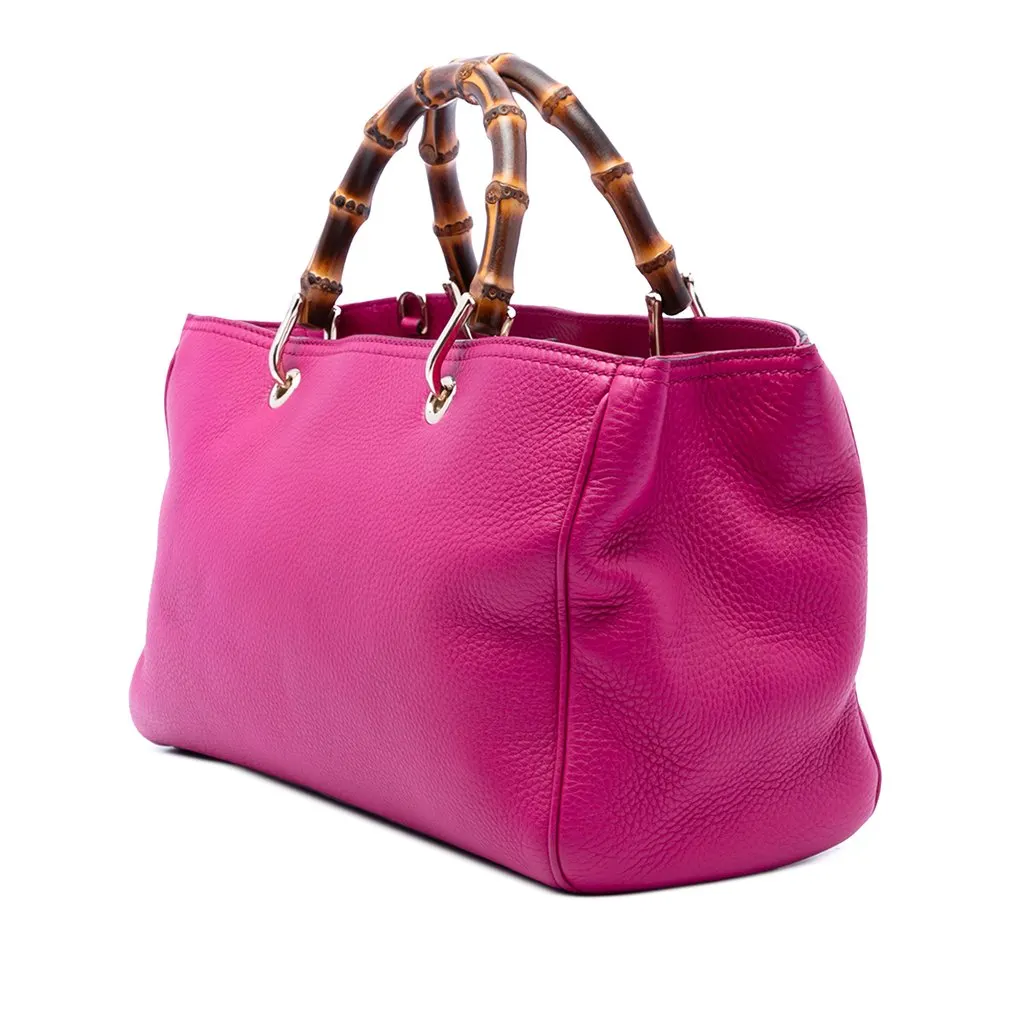 Gucci Medium Calfskin Bamboo Shopper Satchel Pink Leather Very good - Back View