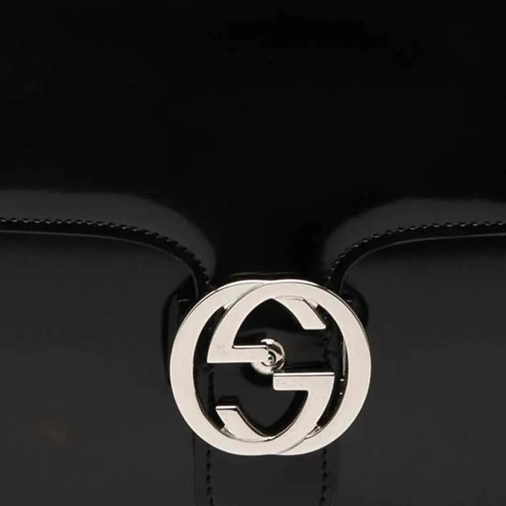 Gucci Medium Patent Interlocking G Crossbody Black Leather Very good - Box View