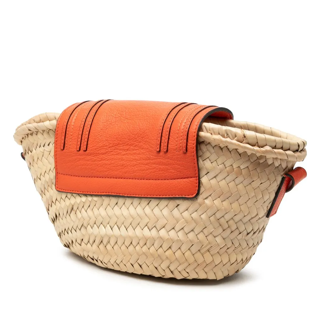 Chloé Mini Raffia Marcie Basket Crossbody Beige Very good - Back View