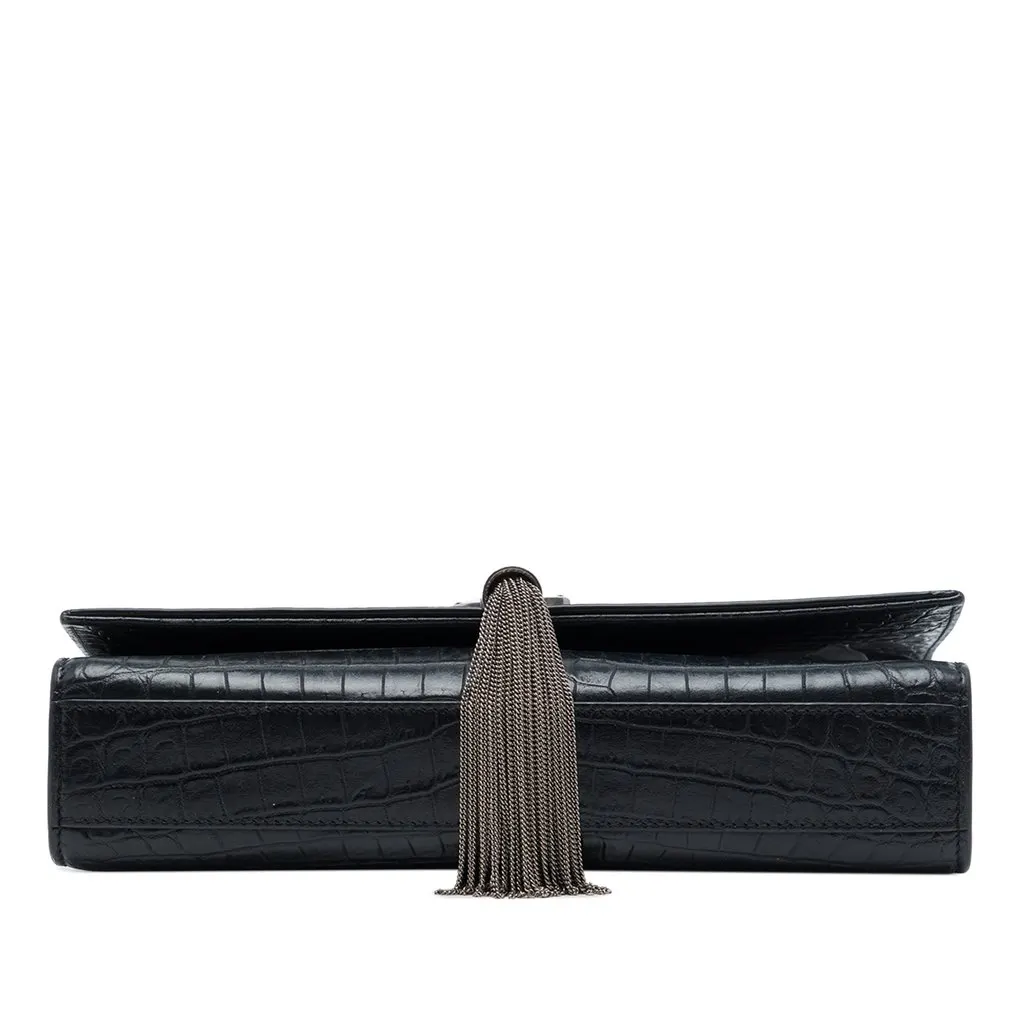 Saint Laurent Medium Croc Embossed Leather Monogram Kate Tassel Crossbody Black Leather Very good - Inside View