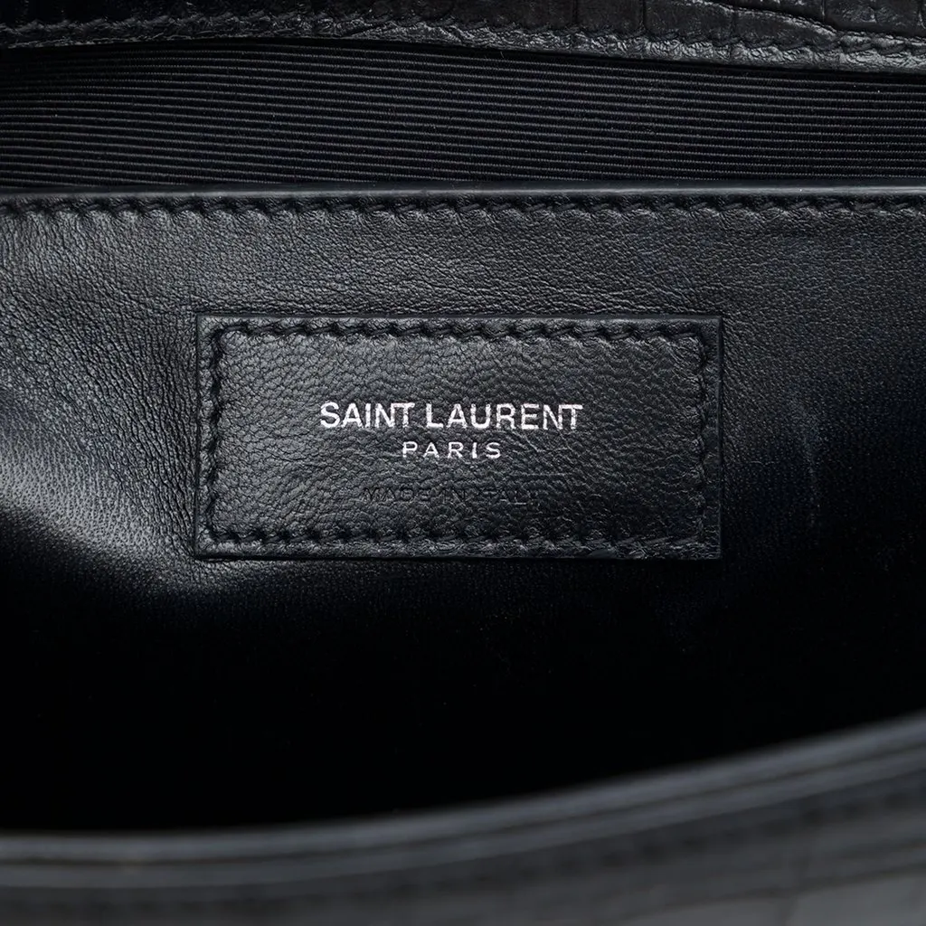 Saint Laurent Medium Croc Embossed Leather Monogram Kate Tassel Crossbody Black Leather Very good - Box View