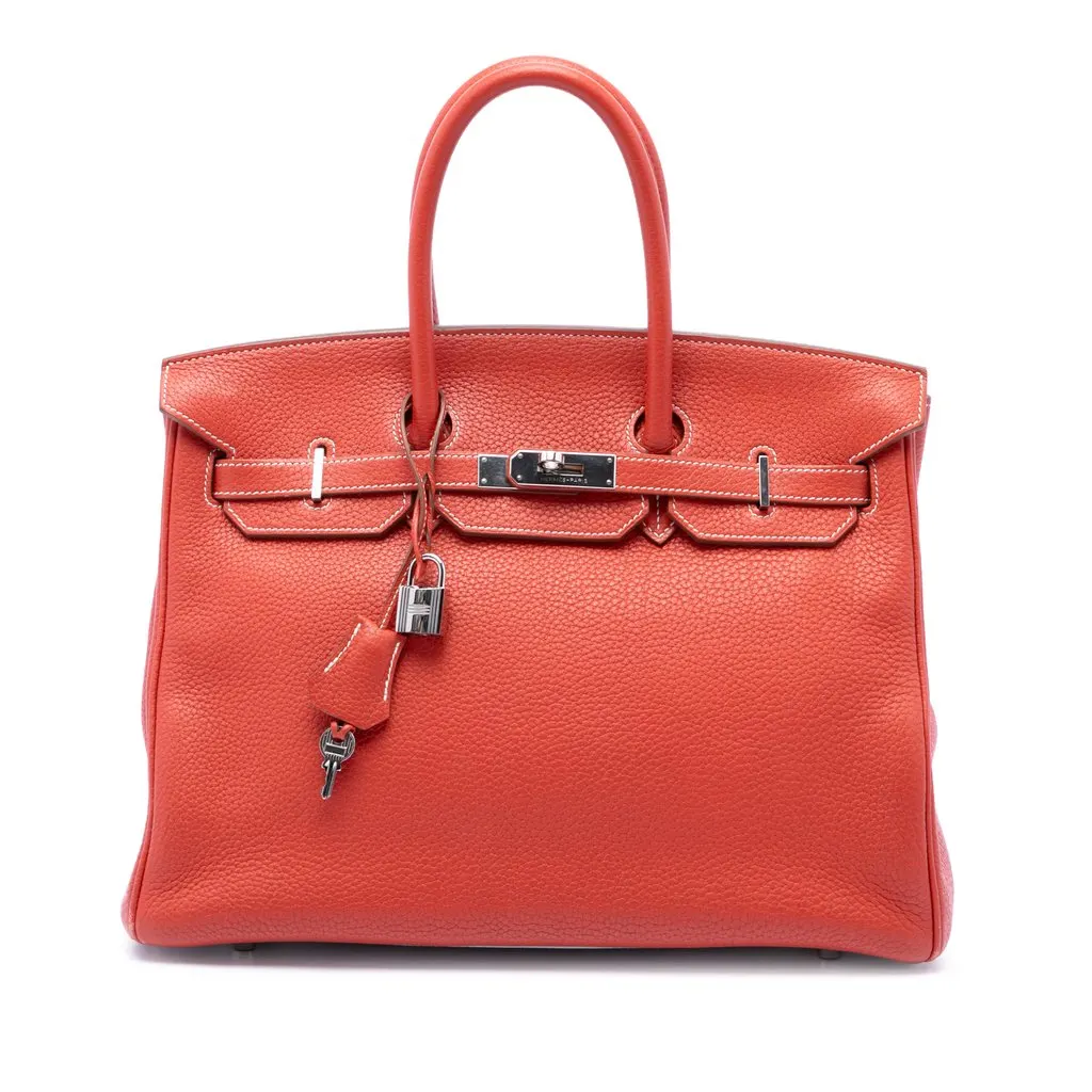 Hermès Limited Edition Bicolor Clemence Birkin Retourne 35 Orange Leather Very good - Front View
