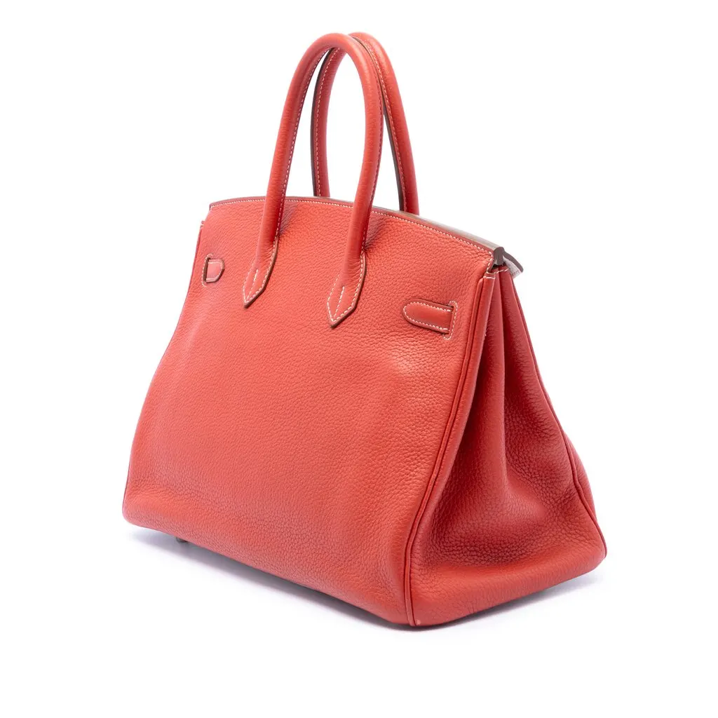 Hermès Limited Edition Bicolor Clemence Birkin Retourne 35 Orange Leather Very good - Back View