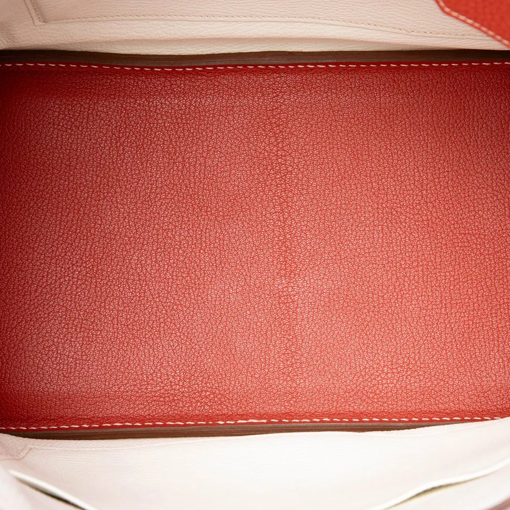 Hermès Limited Edition Bicolor Clemence Birkin Retourne 35 Orange Leather Very good - Model View